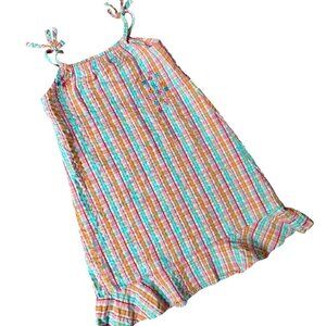 Vintage Y2K OshKosh B'gosh Plaid Ruffle Flower Sundress - Girls Size 5